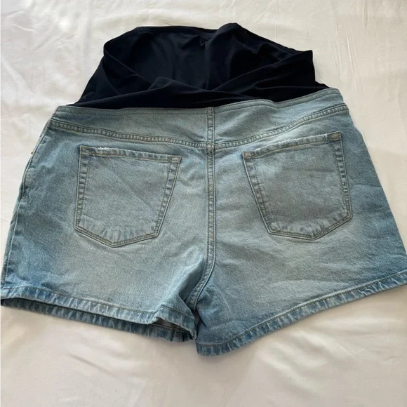 Maternity Denim Shorts with Black Stretch Panel - Picture 2 of 6